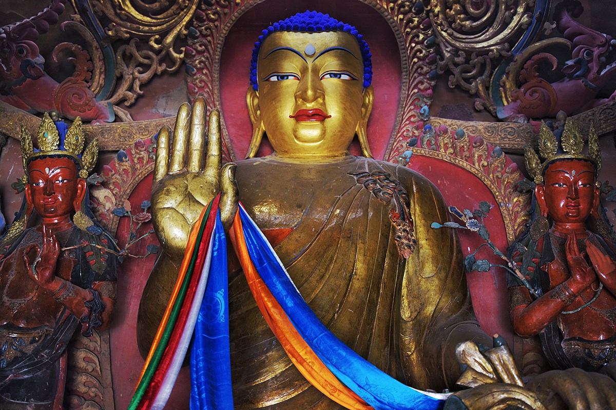 Buddha Statue in Kumbum Stupa of Palkhor Monastery