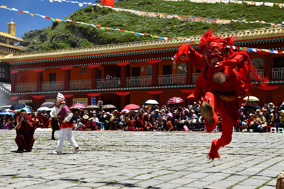 Mask Dance (Cham) Festival in Tagong Monastery