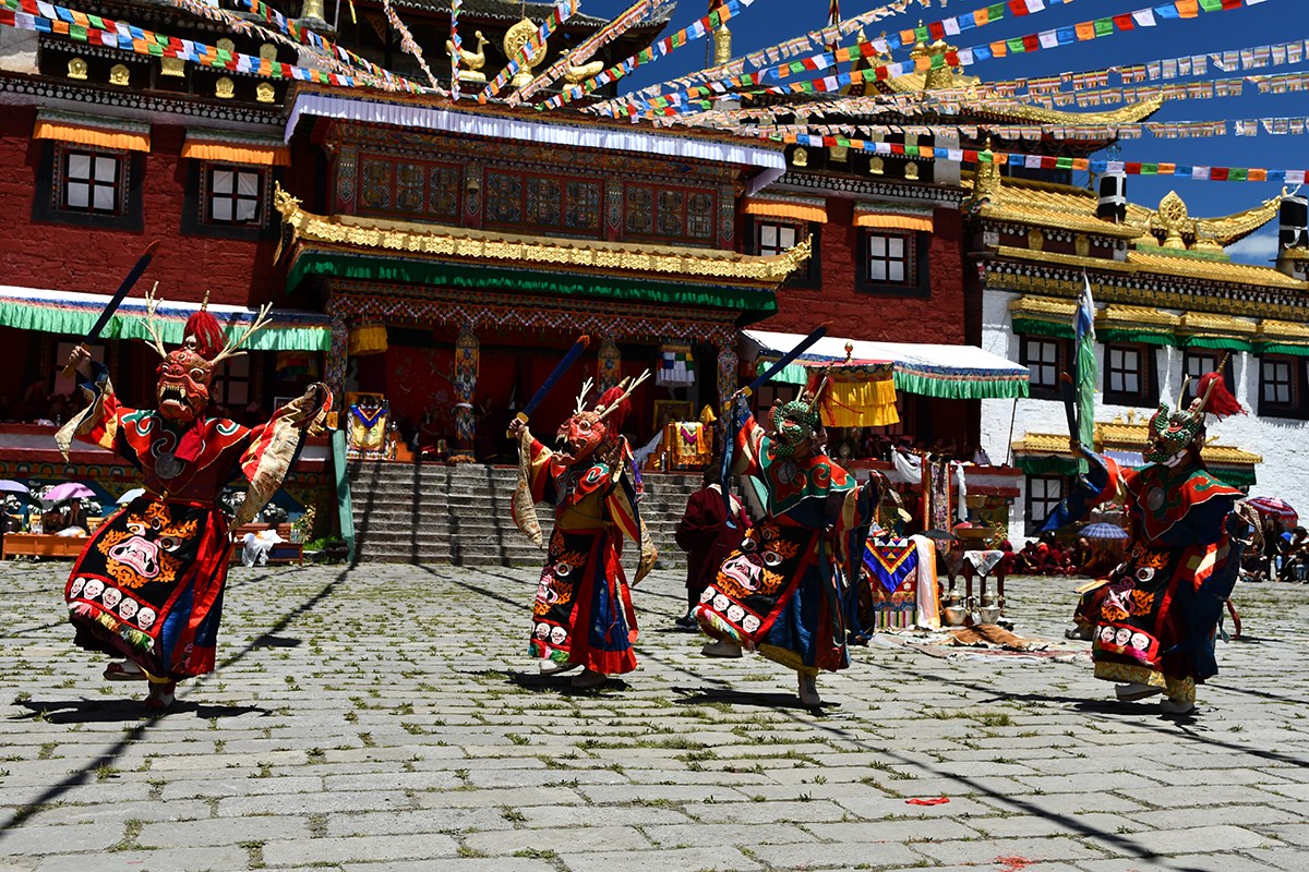 Mask Dance (Cham) Festival in Tagong Monastery