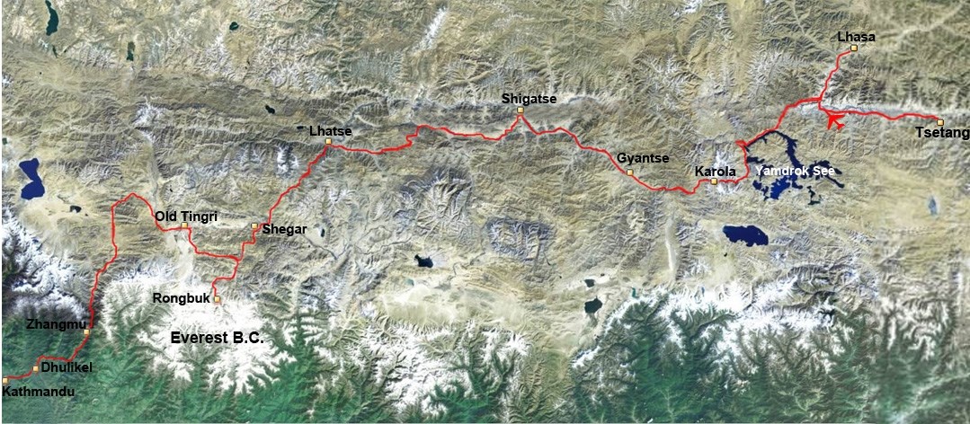 Voyage en Voiture de Lhassa à Katmandou via Everest