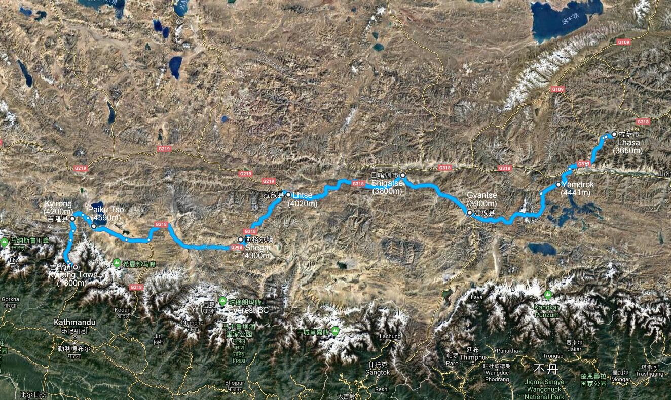 Voyage en Voiture de Lhassa à Katmandou
