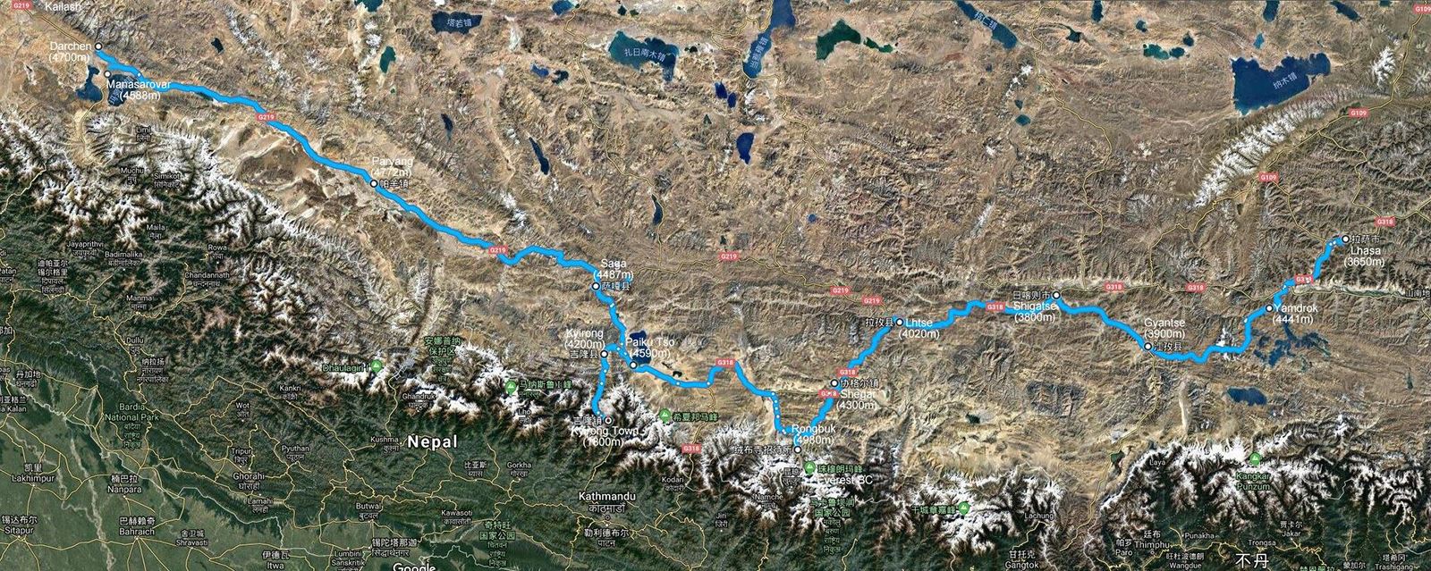 Voyage à Moto Louée de Lhassa à Kathmandu avec Everest BC et Kailash