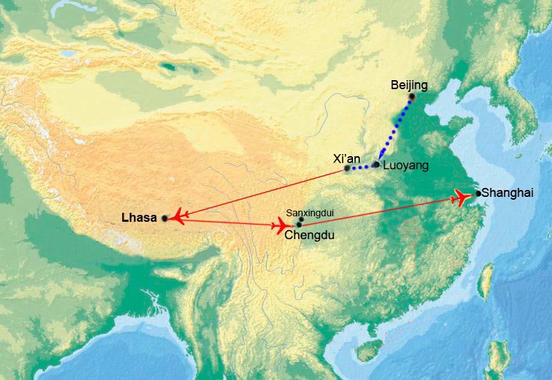 Chine Historique avec Lhassa et Panda