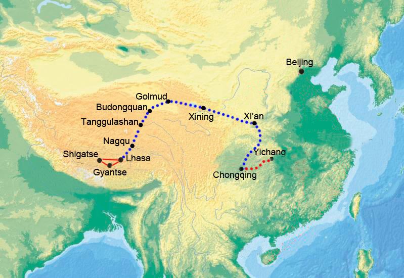 Voyage en Train de Lhassa à Chongqing avec la Croisière de Yangtsé